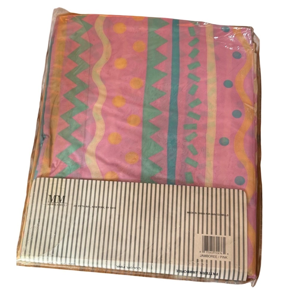 Vintage Maytex Mills Pink Jamboree Shower Curtain Deadstock New Retro 80s 90s
